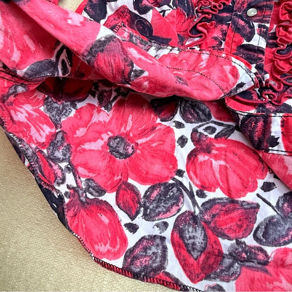 Levi's Vintage Western Wear Floral Painted Pink Black Ruffle Blouse Top Cowboy S - Picture 9 of 9